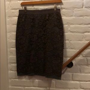 Form fitting brown lace skirt